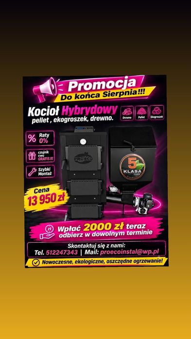 Piec kocioł na pellet drewno ekogroszek hybryda  producent