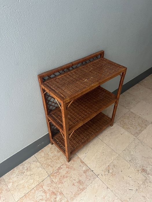 Estante / Móvel de Apoio em Verga e Bambu Vintage (3 Prateleiras)