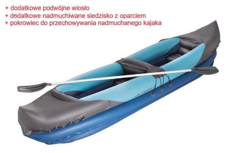 Kajak nadmuchiwany 2-osobowy Crivit z dodatkowym podwójnym wiosłem, dwoosobowy