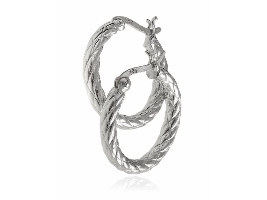 Srebrne Kolczyki Grube Koła Kółka 2Cm Z Wyciskanem Wzorem Wzór K3567