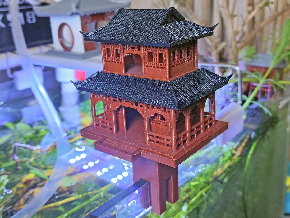Suporte Duplo para Aquário Estilo Antigo Casa Chinesa