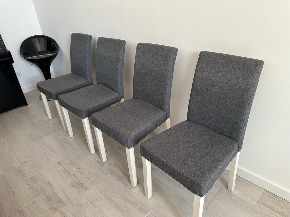 Conjunto de 4 Cadeiras de Sala / Jantar – Cinzento e Branco
