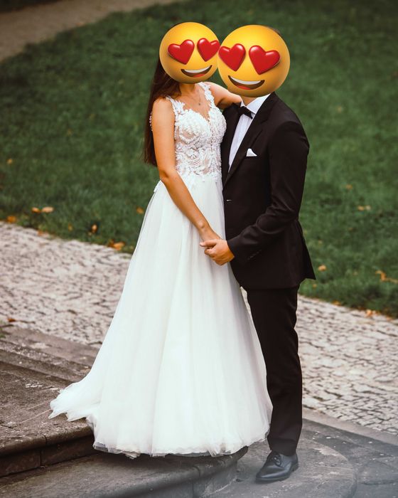 Suknia Ślubna Sukienka Biała na Ślub Wesele Litera A XSS/XS roz 32/34