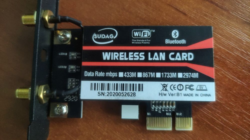 PCI e WiFi адаптер 2,4 Ghz /5 Ghz (1200 Мбит/с) Blutetooth