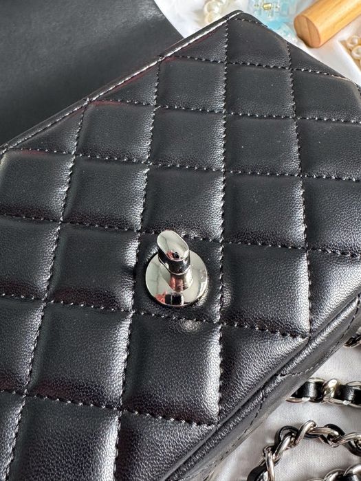 Жіноча Сумка Chanel Classic 1.55 Small Single Flap in Black/Silver