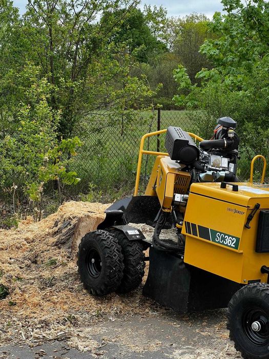 Frezowanie usuwanie pni korzeni karp usługa frezarką wycinka rębak