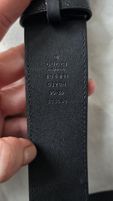 Gucci skórzany męski pasek czarny ze srebrna klamrą