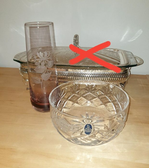 Jarra pirogravada Taça Cristal Travessa pirex com suporte em casquinha