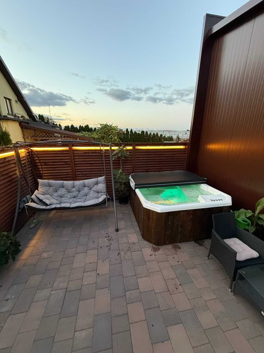 Jacuzzi z piecem masażem led balia bania ruska wanna z hydromasażem