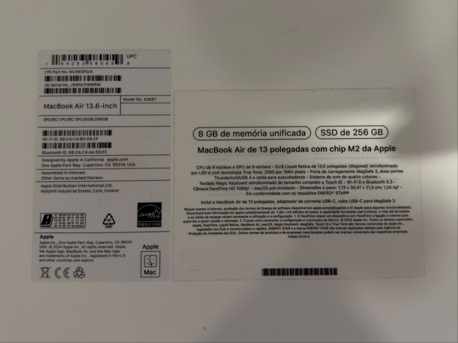 MacBook Air 13,6” M2 | Estado Bateria 100%| 8GB RAM | 256GB | Excelente Estado