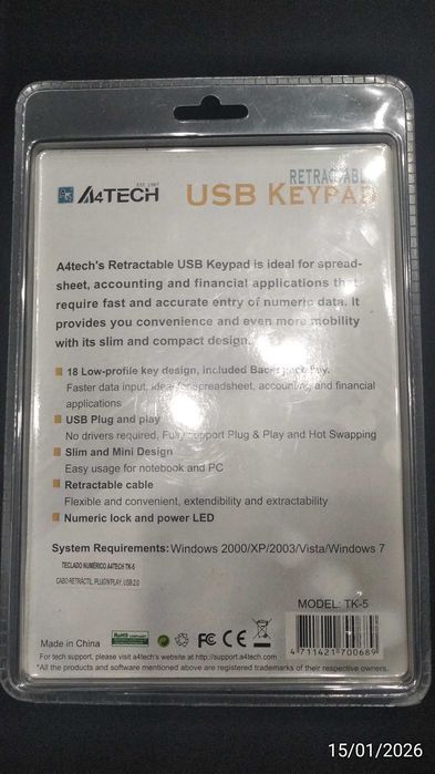 A4TECH Extendable USB Numeric Keypad — New439379254198947841