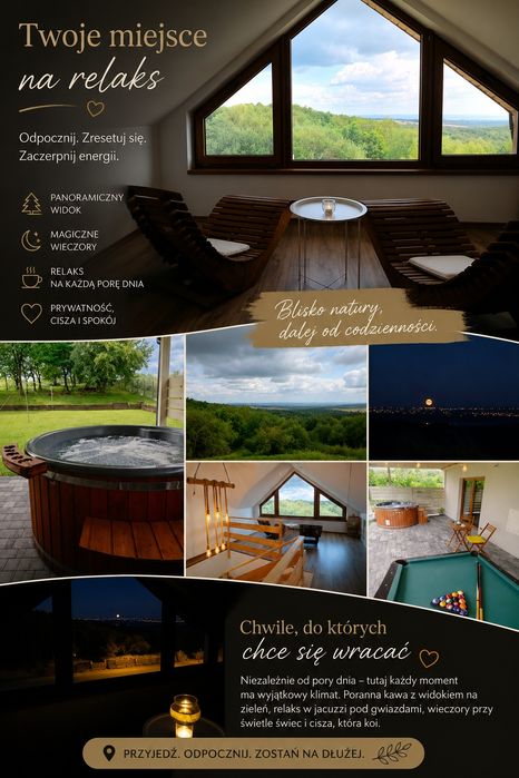 Domek na weekend nocleg pokój do wynajęcia wypoczynek gorąca balia jacuzzi w spokojnej okolicy