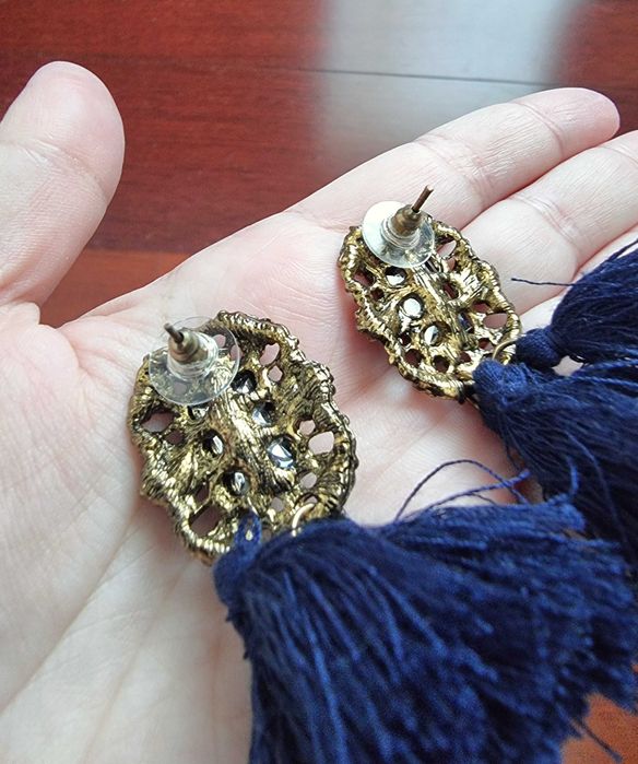 Brincos azuis e dourados - nunca usados