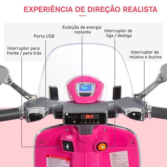 Mota Vespa Elétrica de criança