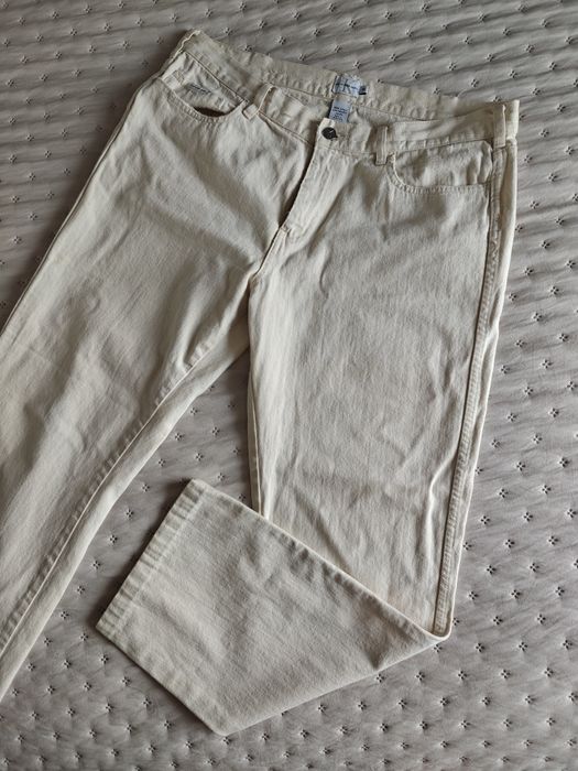 Calvin Klein Jeansy dżinsy spodnie kremowe szerokie proste 36 XXL