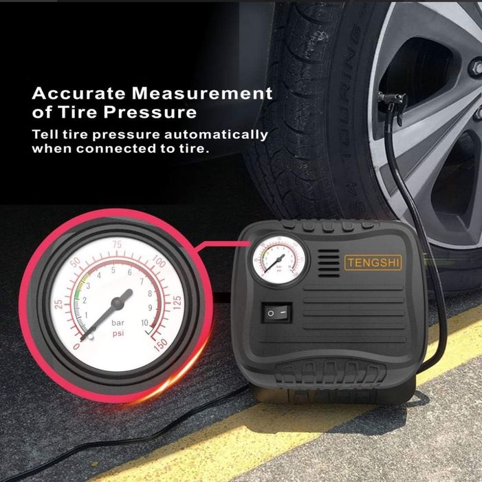 Насос для шин автомобільний 12 В, компактний повітряний компресор