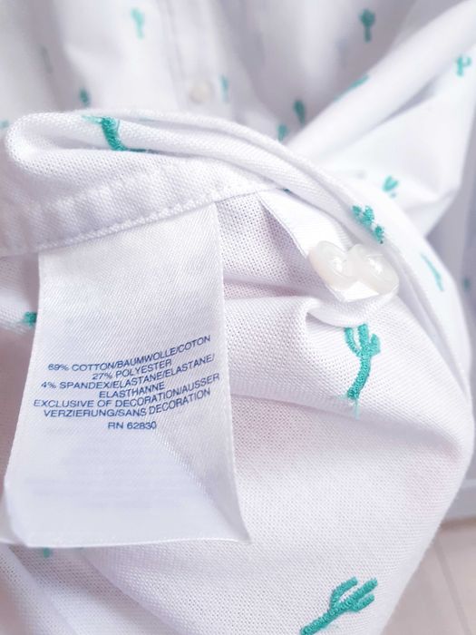 Biała koszula okrągły kołnierzyk haftowana w kaktusy Lands'end 36