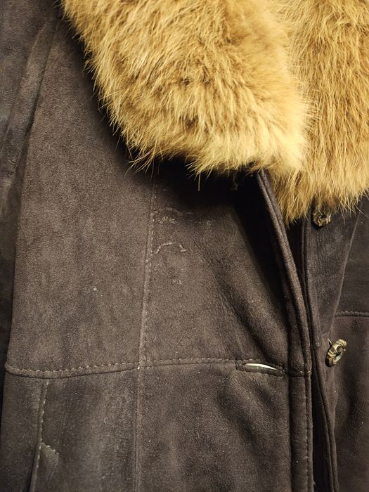 Kożuch naturalny bordowy 38/40