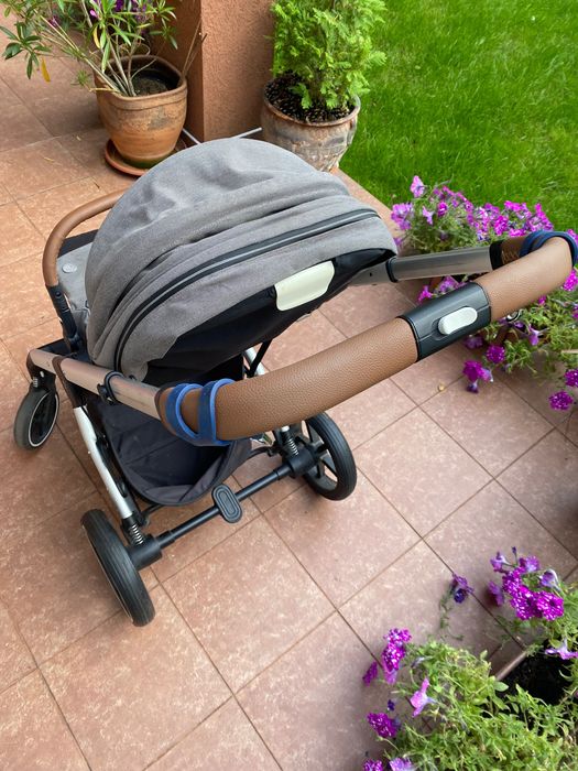Cybex Balios S Lux wózek gondola spacerówka 2w1 SLV B Soho Grey szary brązowe skórzane uchwyty