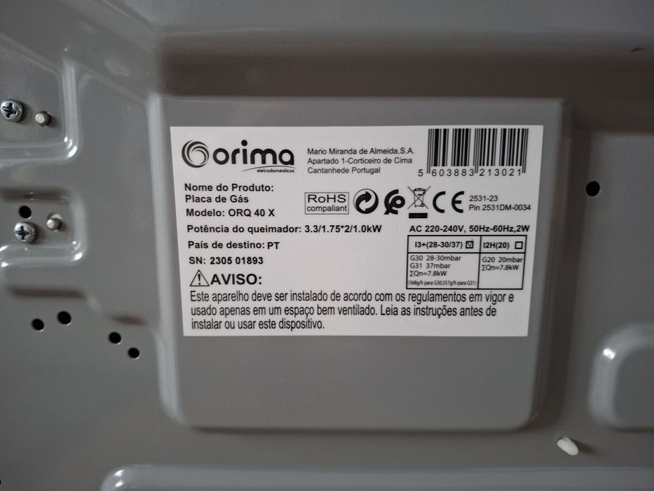 Placa de Gás orima