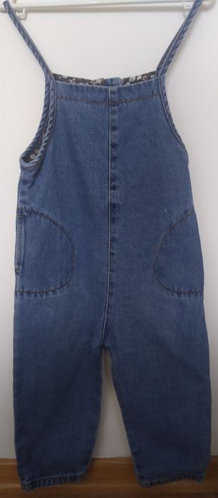 Spodnie Ogrodniczki denim z dekoltem prostym ZARA 104
