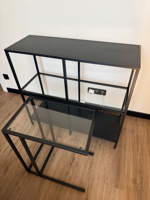 Zestaw czarnych mebli loft szkło IKEA