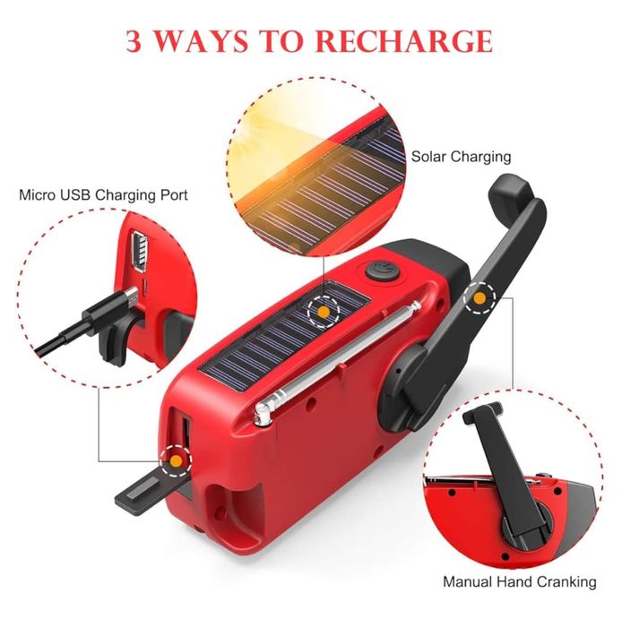 Rádio de Emergência - Powerbank com Painel Solar