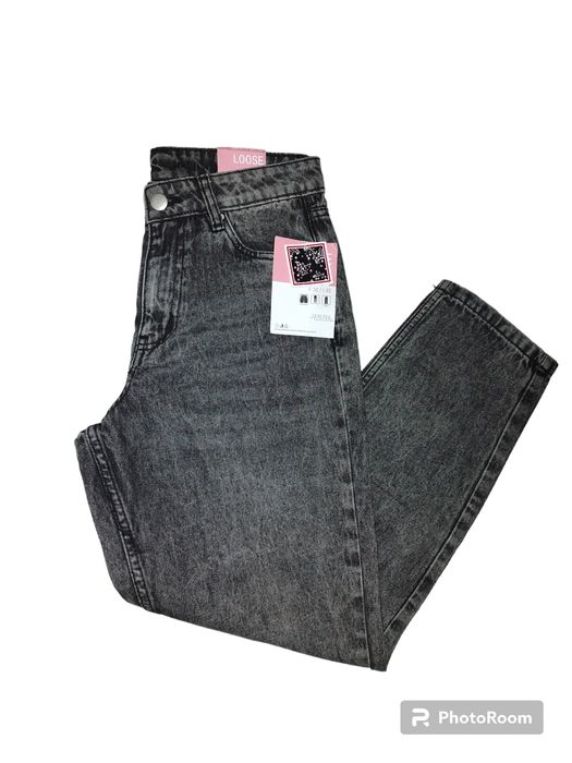 Nom fit dżinsy jeansy spodnie dżinsowe szare marmurki S 36