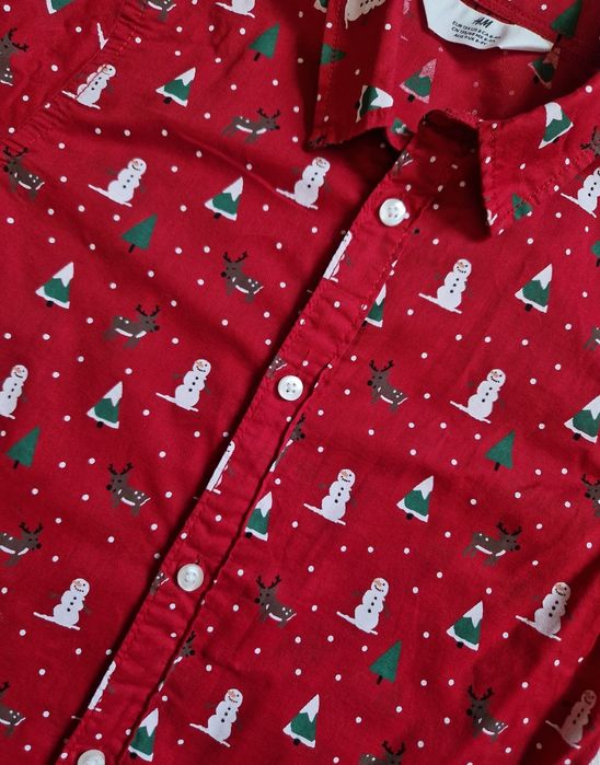 Новорічна Різдвяна сорочка H&M хлопчик 8-9 р рубашка