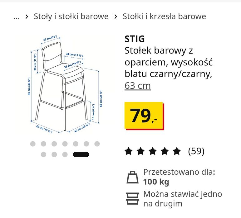 Stołek barowy z oparciem