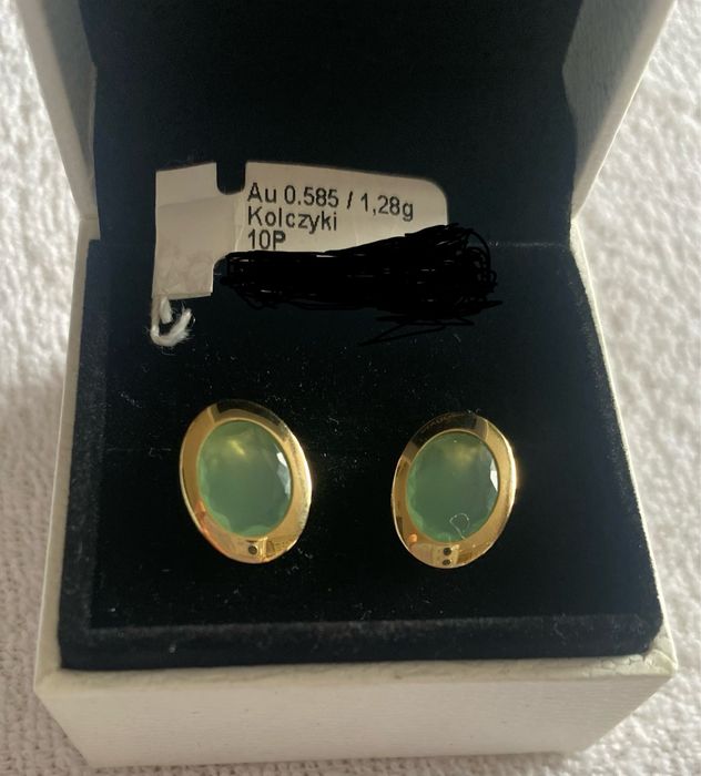 Nowe Kolczyki  złote z Awenturynem