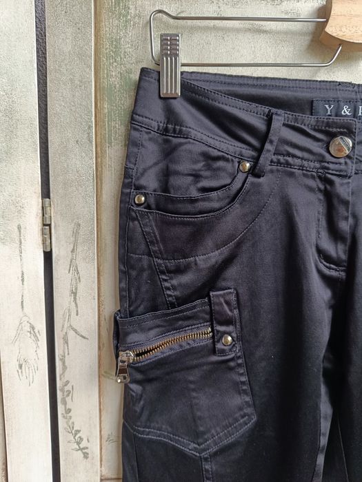 Spodnie moto pants talia 37x2 S M bootcut biker Moto stretch Y2K