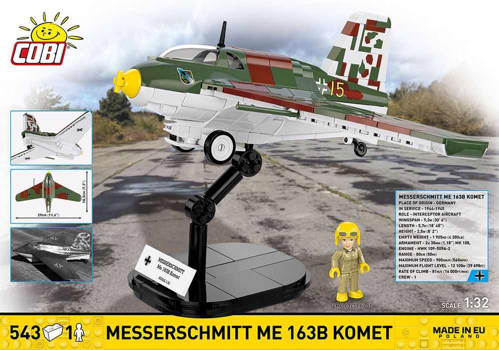 Klocki Cobi 5766 Samolot Myśliwiec Messerschmitt Me 163B Komet 543.El