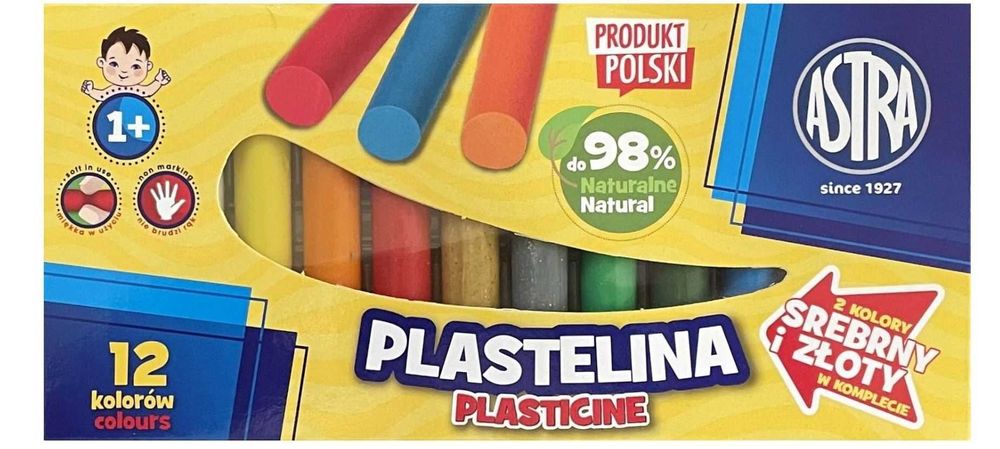 Plastelina Astra okrągła Klasyczne kolory 12 szt. złoty i srebrny