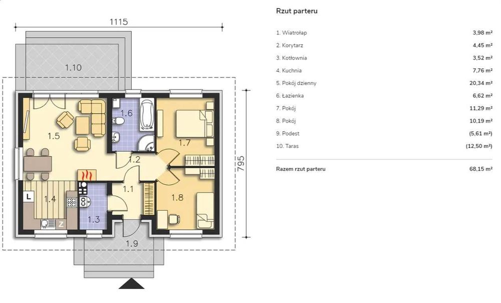 Przytulny dom parterowy 68 m² na dużej, ogrodzonej działce 20 arów