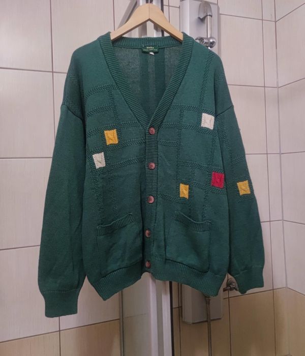 kardigan  L Melka męski sweter rozpinany kolor zielony ciemna zieleń