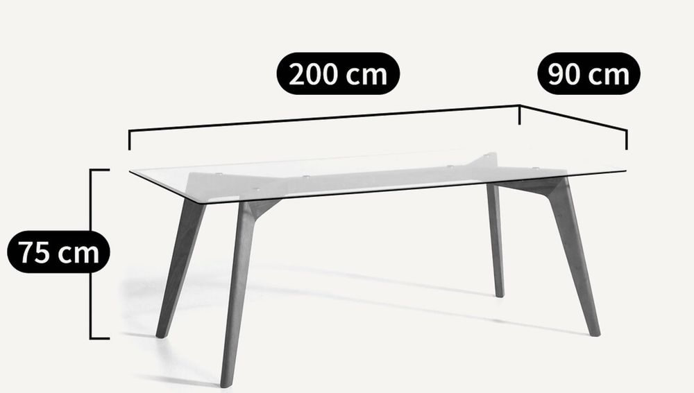 Mesa Jantar em vidro e madeira maciça