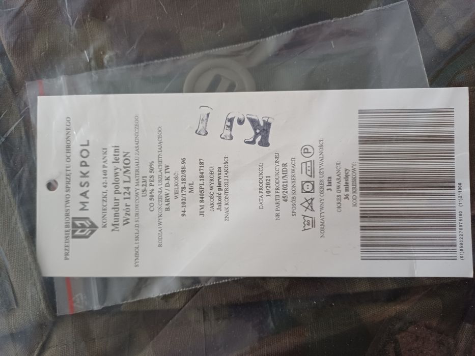 Mundur połowy letni wzór 124 L/MON,  rozmiar M/L