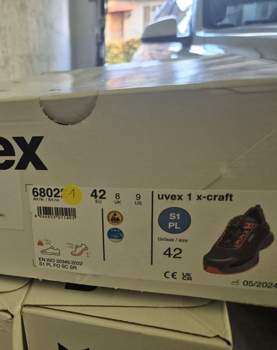 Botas de Segurança Uvex 1 x-craft – Novas, Tamanho 42