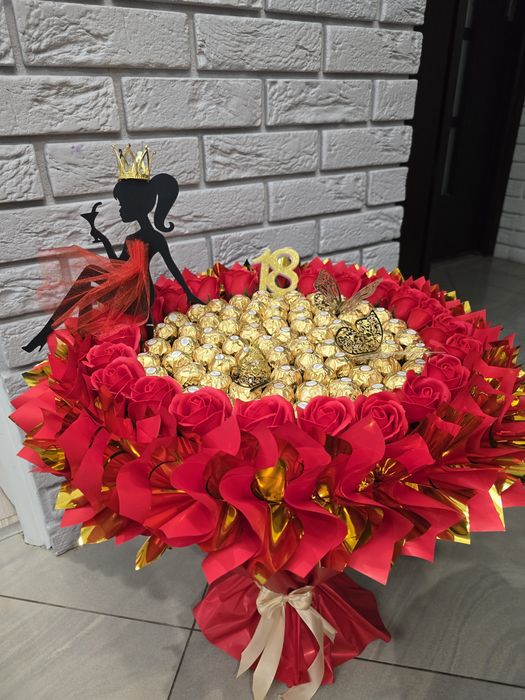 Bukiet z róż mydlanych I Ferrero Rocher.