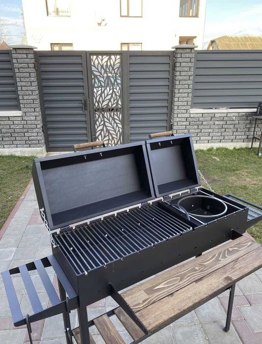 Мангал 3 в 1 метал 5 мм на колесах посилений