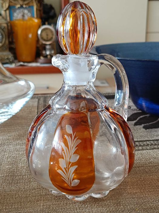 Stara Karafka i kieliszki Fischer Glas Fichtelberg ,Vintage