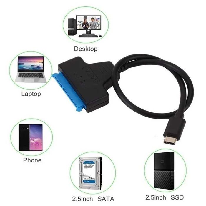 адаптер Sata TypeC usb 3.1 для дисків 2.5 та 1.8 дюйма hdd ssd