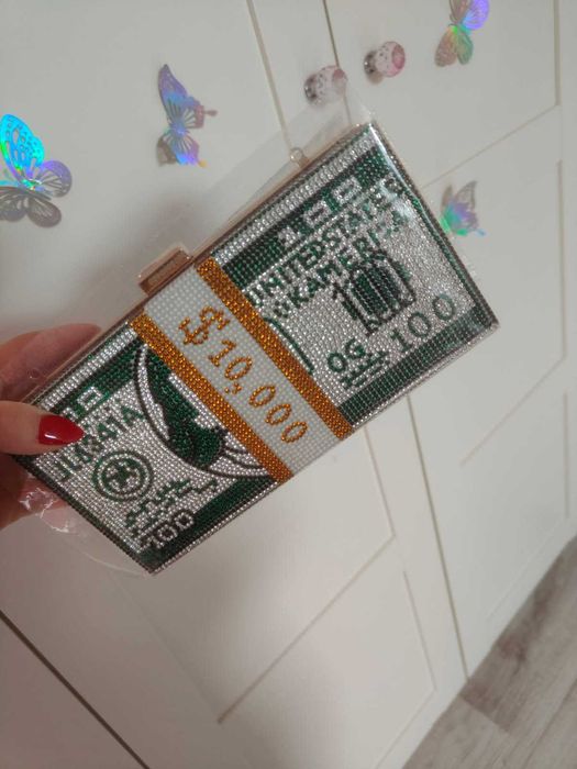 Elegancka torebka wieczorowa w kryształki