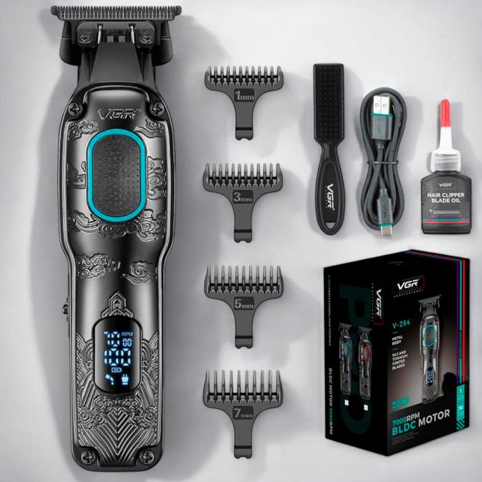 Тример для волосся та бороди VGR V-254Green 4 насадки  LED дисплей