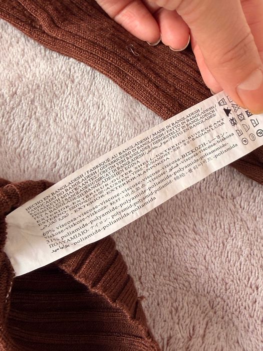 Sweter Golf w Prążki Brązowy Rozmiar S-M Stradivarius Stan Idealny