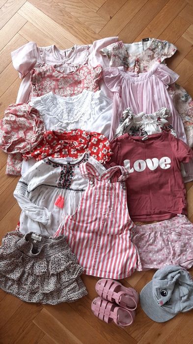 Paka zestaw ubrań lato wakacje dziewczynki rozm. 98 3 lata Zara H&M