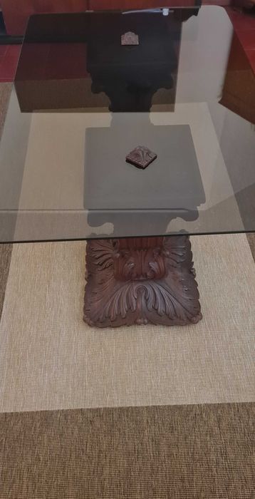 Coffee Table – Wooden Legs and Glass Top64332157938561120