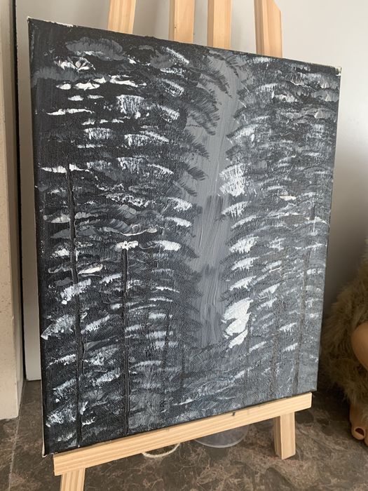 Quadro artístico original – Floresta em preto e branco