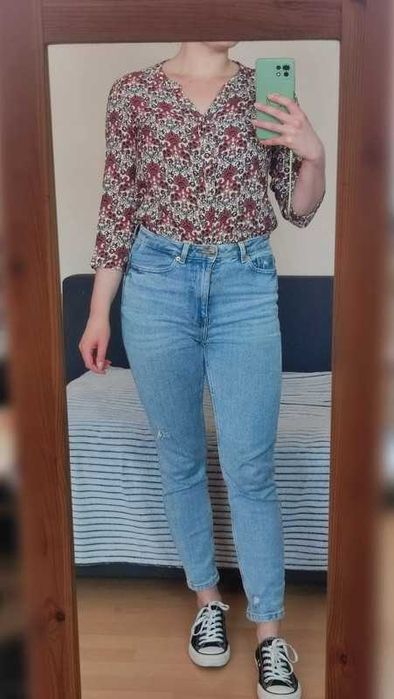 Koszula bluzka we wzory boho rękaw 3/4